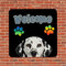 Funny Pet Dog Metal Sign Plaque Welcome Pet Dog And Paw Prints Vintage Dog Welcome Sign Classic Door Dog Sign Retro Metal Poster for Front Door Patio Home Decor 15 Inch