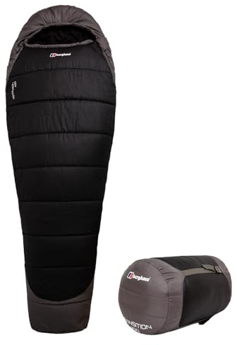 Berghaus Transition 400 Sleeping Bag for Adults, Teens, Kids, 1 Person, 4 Season, Cold Weather, Waterproof, Indoor & Outdoor Use, Camping, Hiking, Backpacking, Travelling, Compression Bag, Black