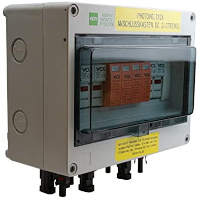 NAKA Solar Anschlusskasten Photovoltaik Solarmodul DC 2 Strings 1000V T2 2P, Überspannungsschutz Blitzschutz für PV Anlage Solarmodule UV-beständig & Wasserdicht Weiß