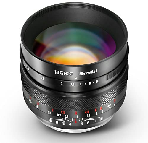 Meike 50 mm f0,95 Obiettivo a grande apertura con messa a fuoco manuale compatibile con le fotocamere Canon con attacco RF EOS R RP R5 R6 R7 R10 R50 in modalità APS-C