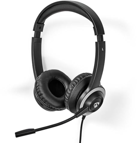 NEDIS PC-Headset | Auf Ohr | Stereo | USB Type-A/USB Type-C™ | Klappbarer Mikrofon | Schwarz