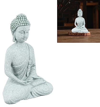 Meditations-Buddha-Statue, Sitzender Buddha, Kleine Zen-Garten-Buddha-Skulptur, Figur, Ornament, Sitzende Buddha-Figur für Zuhause, Büro, Wohnzimmer, Tischplatte (Ruhiger Buddha)