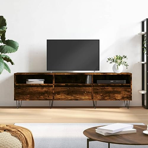 FIRBNUS TV-Schrank Räuchereiche 150x30x44,5 cm Holzwerkstoff TV Unterschrank TV Schrank Holz Möbel Wohnzimmer Fernsehkommode Wohnzimmer Modern Fernsehschrank Sideboard Holz TV Cabinet