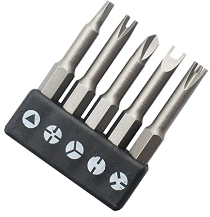 Morningmo Set di punte per cacciavite di forma speciale, confezione assortita, in acciaio legato, 5 pezzi, compatibili con elementi di fissaggio da 0,6 cm, sistema di azionamento a frizione, Tri-Wing,