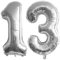 Guoguonb 40 Zoll Zahl 13. Geburtstag Deko Riesen Aufblasbar Helium Folienballon Nummer 13 Luftballons Personalisiertes Design Ballon für Gedenktag Geburtstag Dekoration (Silber)
