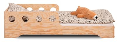 smartwood TILA 6C Kinderbett 60x120 mit Lattenrost und Rausfallschutz - Neuheit - Holz Kinderbett für Jungen & Mädchen - vielseitiges Montessori Bett mit Rausfallschutz und Lattenrost 120x60 cm.
