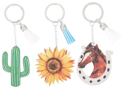 PRETYZOOM Dekorativer Schlüsselanhänger Aus Holz Mit Quaste 3er-Pack Sonnenblume Schlüsselanhänger Für Schulranzen-zubehör