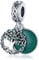 925 Sterling Silver Green Opal Disc Tree Of Life Dangle Bead Charm For Pandora Bracelets Charms Necklace | Cubic Zirconial Enamel Charm | Gift Boxed