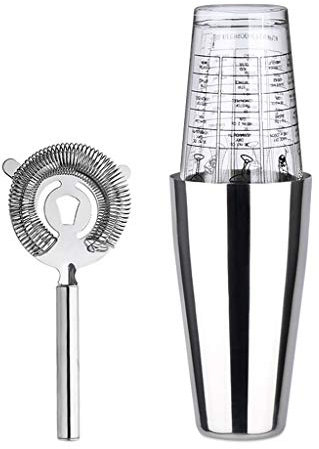 3 Pieces of Bartender Kit Including Shaker 2 Tins Set, 750ml Stainless Tin Glass Tin and Strainer