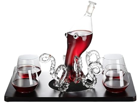 GALSOR Carafes à décanter pour vin Bouteille de trempage créative en forme de poulpe, verre de poulpe, trempage de vin Animal