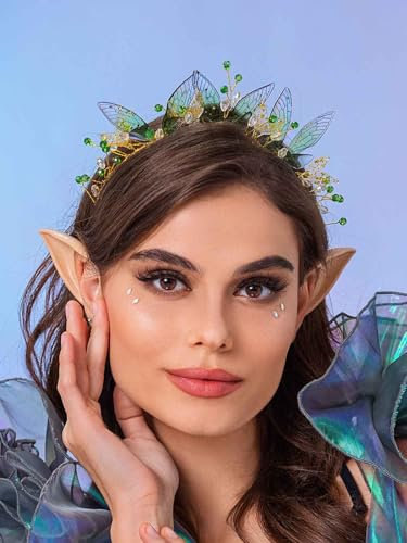 IYOU Schmetterling Hochzeit Stirnband Grün Kristall Fee Haarbänder Strass Elf Braut Haarschmuck für Frauen und Mädchen