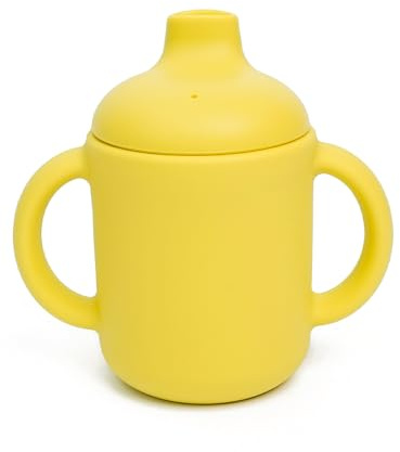Sella Products Silicone Sippy Cup for Babies & Toddlers, 120ml Training Cup with Handles, 100% Food Grade, BPA Free Weaning Cup for Water & Milk (Yellow)