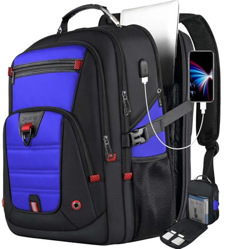 Z-MGKISS Extra Large Gaming Backpack, 18.4-19 Laptop Compartment, TSA-Approved Carry-On, College Business Travel Daypack for Men (Blue)