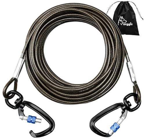 Furggis Tie-Out Leinen für Hunde,4.5m Hundeleine große Hunde,Hausleine | Reflektierend & rostfrei mit Sicherungsclip und 360° Karabiner – verwicklungsfreie Hunde-Laufleine für Garten & Camping