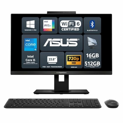 ASUS ExperCenter E5 All in One E5402WV, 23,8” FHD Touchscreen, Intel Core i5-1340P, 16GB RAM, 512GB M.2 NVMe PCIe 4.0 SSD, Windows 11 Pro, Wi-Fi 6E, Bluetooth