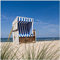 Wallario Glasbild Strandkorb - 55 x 55 cm Wandbilder Glas in Premium-Qualität: Brillante Farben, freischwebende Optik