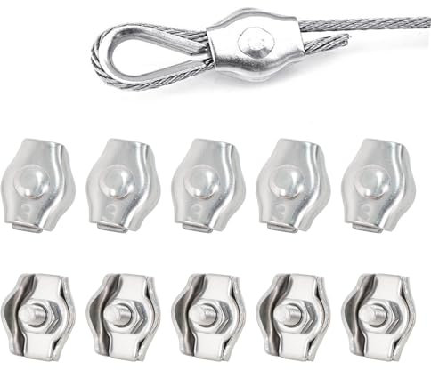 20 Piezas M3 Abrazadera Cable Acero,Clip Para Cable De Acero,Abrazadera De Cable Simple,Clip De Cuerda De Alambre,Para La Fijación De Cables De Acero Y Cables