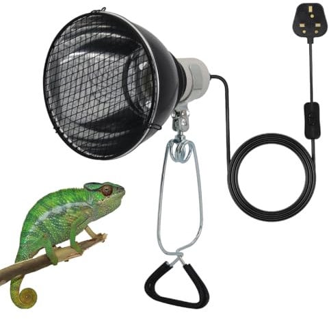 Reptile Heat Lamp Holder, Tortoise Heat Lamp Anti-Scald Lamp Cover, 200W Heat lampshade with Clip, for Reptiles Tortoise Lizard Snake Chicks with Mounting Screw
