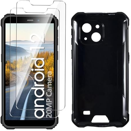 LYZXMY Hülle für Oukitel G2(6.0) Schwarz Handyhülle + 2 Stück Gehärtetes Glas Schutzfolie, Case Weich Silikon TPU Schutzhülle Cover