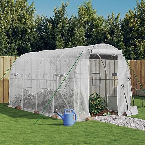 Serre de jardin avec structure en acier Blanc 8 m² 4 x 2 x 2 m