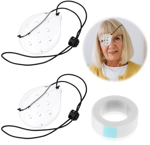 Qianyu Lot de 2 patchs transparents pour les yeux après la cataracte - En plastique respirant - Avec sangle réglable - Pour adultes
