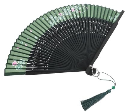 IMIKEYA Chinese Style Handheld Folding Fan Vintage Bamboo Decorative Fan Music Festival Accessory
