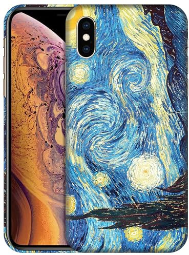 GlamCase for iPhone Xs Max, iPhone Xs Max Case - The Starry Night Design Printed Slim & Sleek Cute Plastic Hard Snap on Protective Designer Back Phone Case/Cover for iPhone Xs Max White