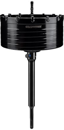 Mollom 125mm (4-29/32) Scie trépan pour béton avec tige SDS Plus 220 mm | Scie à trépane robuste avec foret pilote 110 mm et vis antidérapante pour pierre, brique, mur, maçonnerie