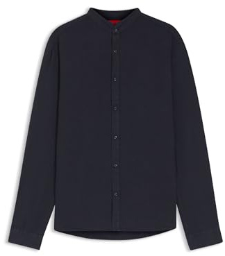 HUGO Herren Elvory Slim-Fit Hemd aus Leinen-Canvas Dunkelblau XL
