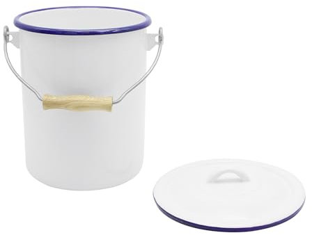 KRÜGER Mülleimer 3l mit Deckel emailliert, weiß