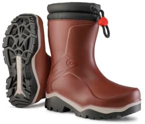 DUNLOP Kids Blizzard - Unisex Winter Safety Insulated Fashion Thermal Boot, Burgundy/Grey/Black, Waterproof and Chemical Resistant PVC Wellie with Traction Outsole for Outdoor Fun - EU30, UK11.5
