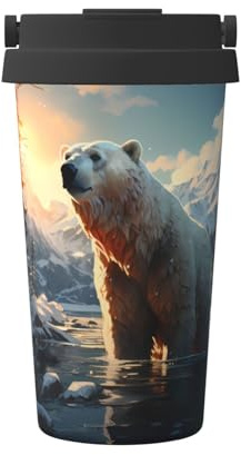 Bouteille isotherme imprimée ours polaire en hiver, tasse à café portable, tasse d'eau de bureau fitness