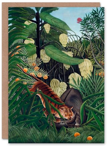 Artery8 Henri Rousseau Art Card Fight between a Tiger and a Buffalo