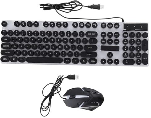 CLISPEED Ensemble Clavier et Souris Rétro USB pour Gamer Ergonomique Éclairage RGB Clavier Mécanique Suspendu et Souris Antidérapante Accessoires de Jeu pour Pc et Ordinateur Portable