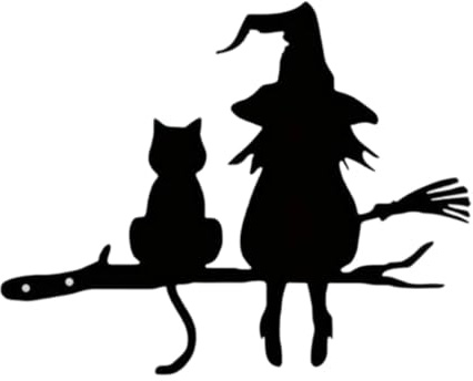 Harilla Hexen-Silhouette aus Metall, Halloween-Silhouette, Gartendekoration, Wanddekoration, geheimnisvolle Hexenstatue für Zaun, Hinterhof, Tür, 20 X 15.6 cm