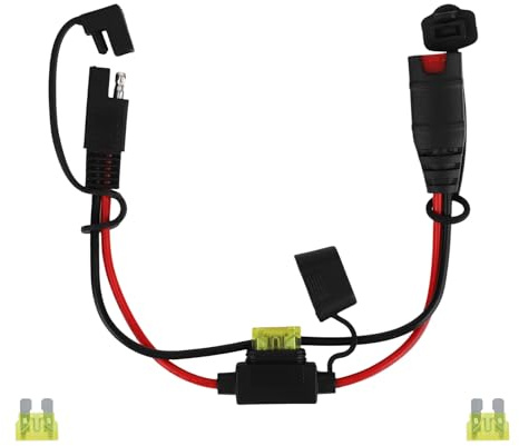 1ft/34cm SAE Sae Extension Connector Cable, 14AWG Heavy Duty Waterproof Extension Cord with 20A Fuse Compatible with NOCO Genius Smart Battery Chargers for Motorcycle ATV Truck & Car, No Tool Require