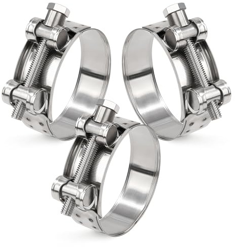 Songella Collier Echappement Collier de Serrage en Acier Inoxydable 68-73mm Manchon Echappement pour les Tuyau d'échappement Voitures Motos 3 Pièces