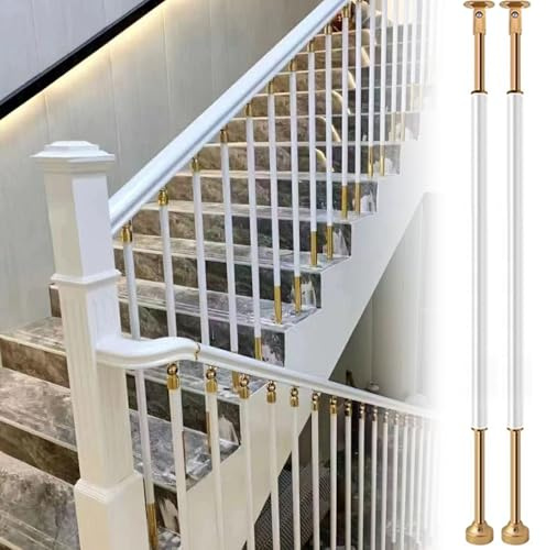 LIGUIEN Geländerpfosten-Set mit 270° Verstellbar, Treppengeländer-Pfosten, Geländer Modern, Magnesium Aluminum AlloyGarten-/Korridor-/Loft-/Innentreppengeländer(White,2pc)