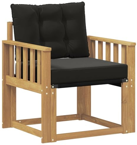 vidaXL Outdoor-Sofa Massives Akazienholz und Textilene Weiß, Balkon Garten Sofa, rechteckige Garten-Lounge Sitzgruppe, strapazierfähige Möbel für entspannte Terrassenstunden