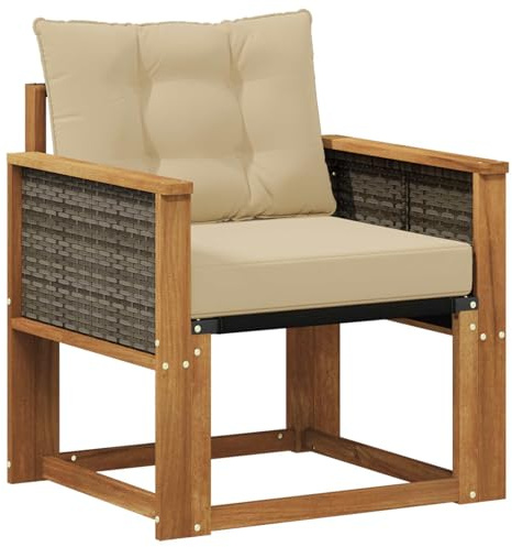vidaXL Outdoor Mittelsofa Massivholz Akazie Natur, Balkon Garten Sofa, rechteckige Garten-Lounge Sitzgruppe, strapazierfähige Möbel für entspannte Terrassenstunden
