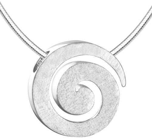 Vinani Spirale Anhänger gebürstet mit Schlangenkette aus 925 Silber ASR | Edler Spiralen-Anhänger aus 925 Sterling Silber, gebürstet, nickelfrei, anlaufgeschützt und mit Schlangenkette aus Italien.