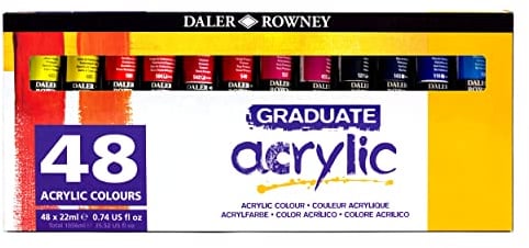 Daler Rowney 123900048 Graduate Acrylfarben-Set, 22 ml, 48 Stück