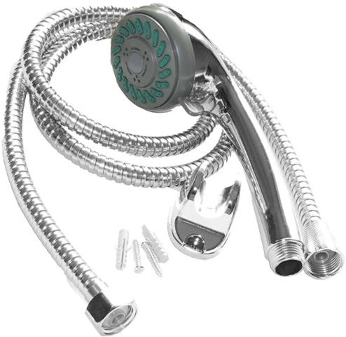8 Function Shower Head + Hose Fittings Bracket Chrome Bathroom Multi Function