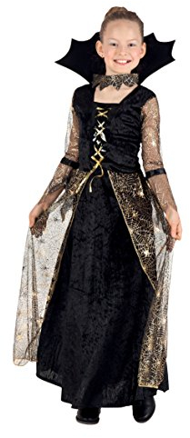 Boland - Kostüm für Kinder Spiderella, langes Kleid und Halskette, Spinnen-Dame, Spinne, Kostüm, Karneval, Mottoparty, Halloween