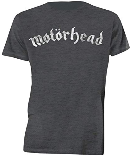 Motorhead Men's Distressed Logo Short Sleeve T-Shirt, Grey, XX-Large