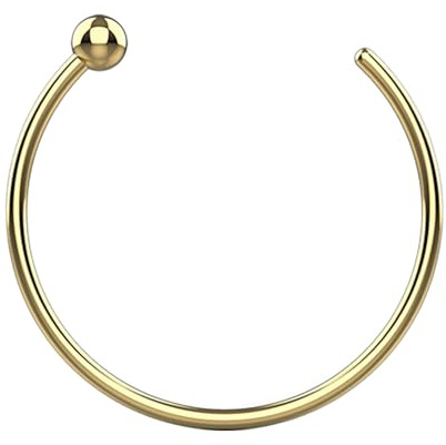 Monster Piercing - Nasenpiercing Nasenring - Kleiner Nasenring Fake-Hoop/Open-Hoop aus 14kt Gelbgold. Stabstärke: 22G (0,6 mm); Durchmesser: 6mm oder 8mm. Hypoallergen.