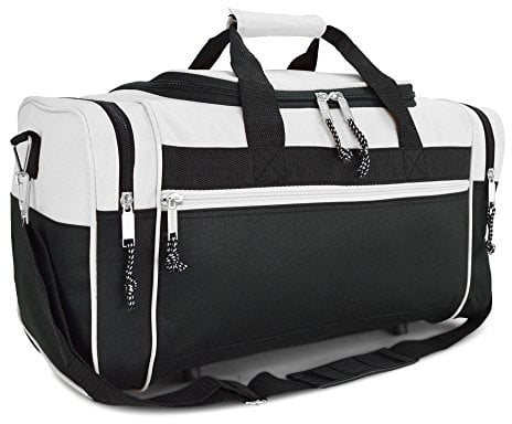 DALIX Sporttasche, Reisetasche, 48,3 cm, Schwarz, Rot, Rosa, Lila, Marineblau, Grau, Blau, weiß, L, Df-019-Weiß