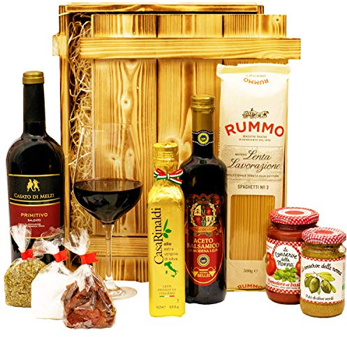 Italienisches Geschenkset „Florenz“ | Großer Geschenkkorb mit Wein, Olivenöl & vielen Spezialitäten aus Italien | Präsentkorb für Frauen & Männer zum Geburtstag, Weihnachten