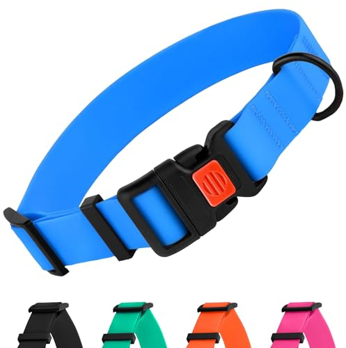 CollarDirect Wasserdichtes Hundehalsband Verstellbar – Silikon & Kunststoff, Geruchsresistent, Leicht zu Reinigen, Sicherheitsverschluss – für kleine, mittlere & große Hunde (Blau, XL (45-66 cm))