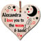 Personalised Handmade Wooden Hanging Heart Plaque Valentine's Gift Love You to the moon and back gift for someone special boyfriend girlfriend husband wife funny romantic keepsake
